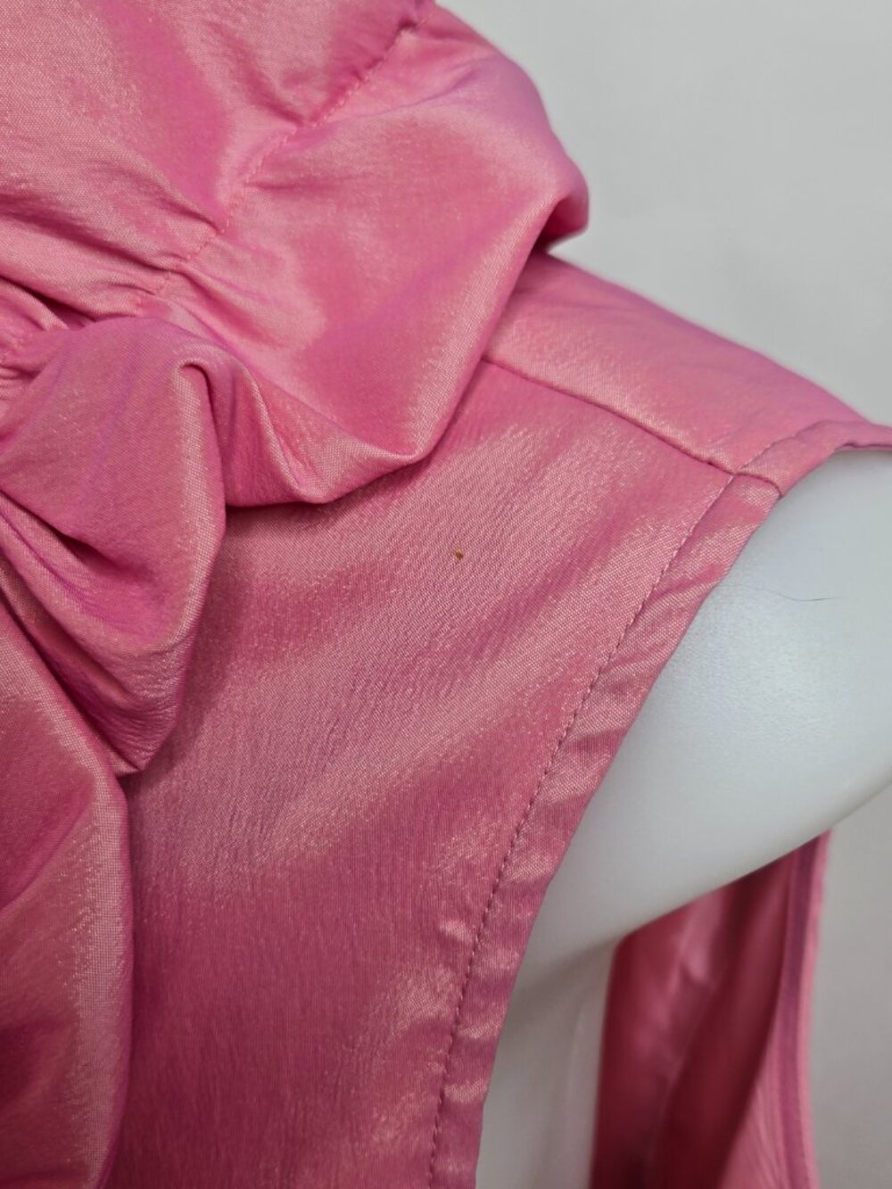 Samuel Dong Dress XL Pink Ruffle Bubble Tie A-line button Sleeveless Bow - Picture 8 of 16